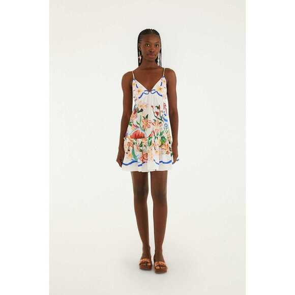 FARM Rio Dresses & Skirts - Off-White Garden Of Life Scarf Ruffled Mini Dress